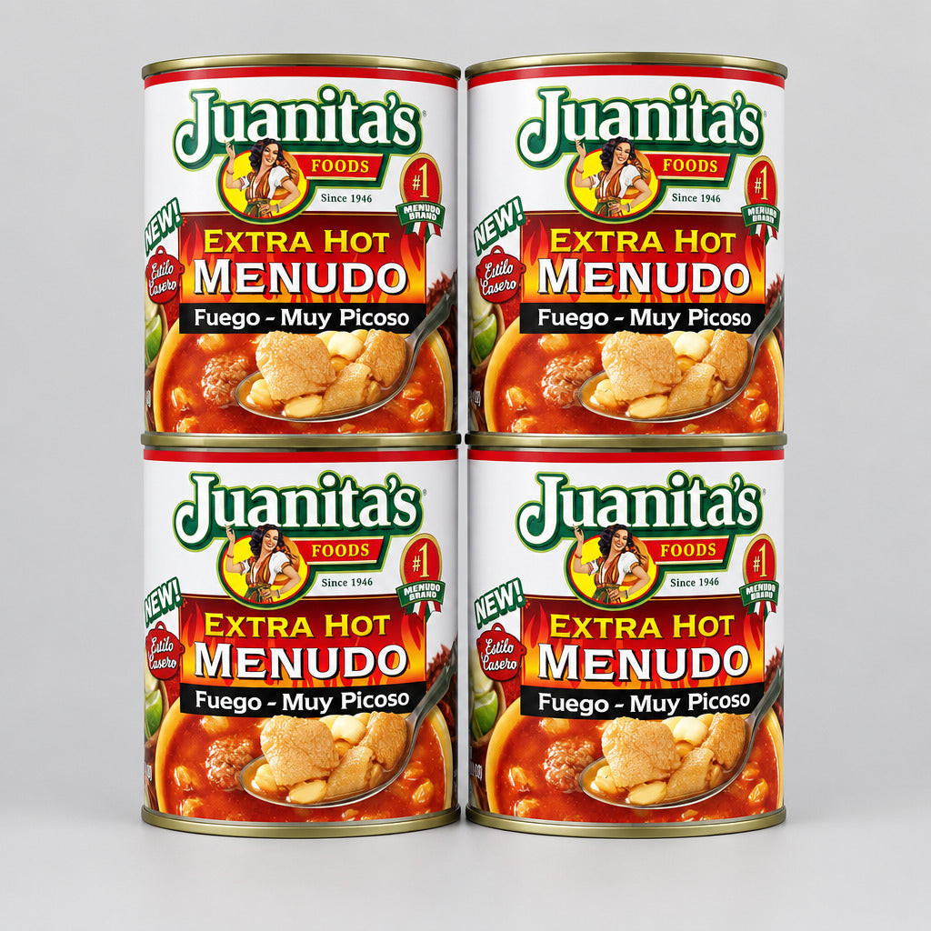 4 Cans Juanita's Extra Hot Menudo 25 oz