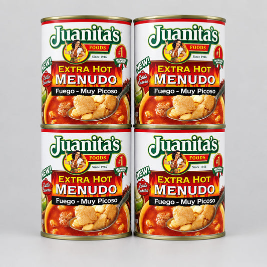4 Cans Juanita's Extra Hot Menudo 25 oz