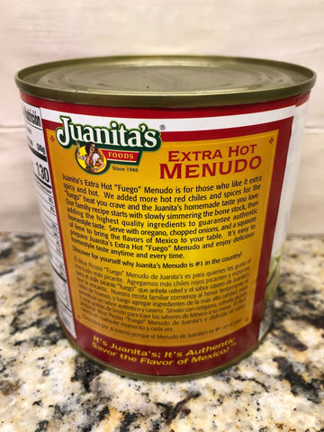 4 Cans Juanita's Extra Hot Menudo 25 oz