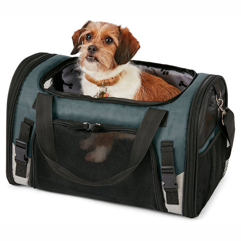 Gray Mobile Dog Gear Pet Carrier PLUS  Tote with Lined Food Puppy