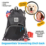 BLACK Paw Print Mobile Dog Gear Dogssentials Drawstring Cinch Sack Food Toys