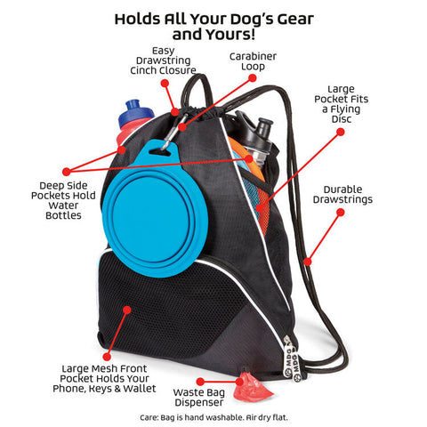 BLACK Mobile Dog Gear Dogssentials Drawstring Cinch Sack Food Puppy Toys