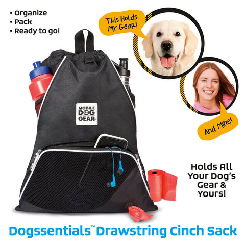 BLACK Mobile Dog Gear Dogssentials Drawstring Cinch Sack Food Puppy Toys