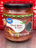 3 Jars Great Value Mild Black Bean & Corn Salsa 16 oz Pepper Dip Picante