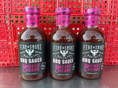 3 BOTTLES Fire & Smoke Society Smoked Cherry BBQ Sauce 20 oz Ribs Beef Pork