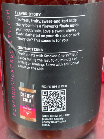 3 BOTTLES Fire & Smoke Society Smoked Cherry BBQ Sauce 20 oz Ribs Beef Pork