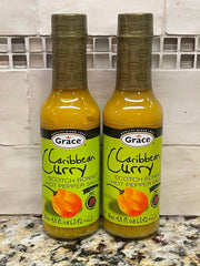 2 BOTTLES Grace Caribbean Curry Scotch Bonnet Hot Pepper Sauce 4.8 oz Jamaican