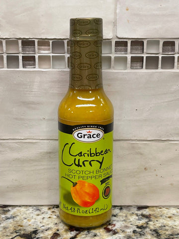 2 Bottles of Grace Caribbean Curry Scotch Bonnet Hot Pepper Sauce, 4.8 oz