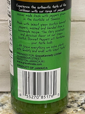 2 BOTTLES Grace Green Scotch Bonnet Pepper Sauce  4.8 oz Jamaican