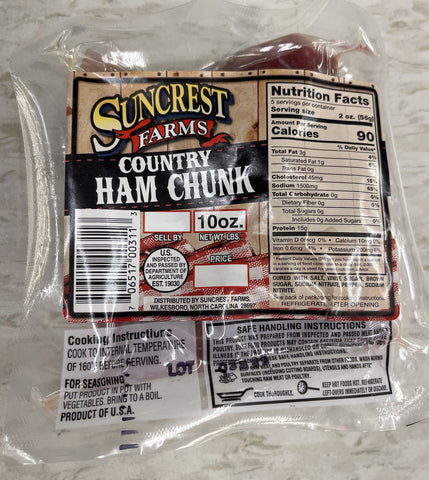 Suncrest Farms Old Fashioned Cured Country Ham Chunk NC 10 oz Pork