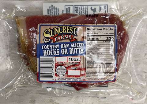 Suncrest Farms Old Fashioned Cured Country Ham Sliced Hocks or Butts 10 oz