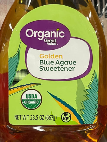 2 Bottles Great Value Organic Golden Blue Agave Sweetener Sugar Substitute 23.5 oz