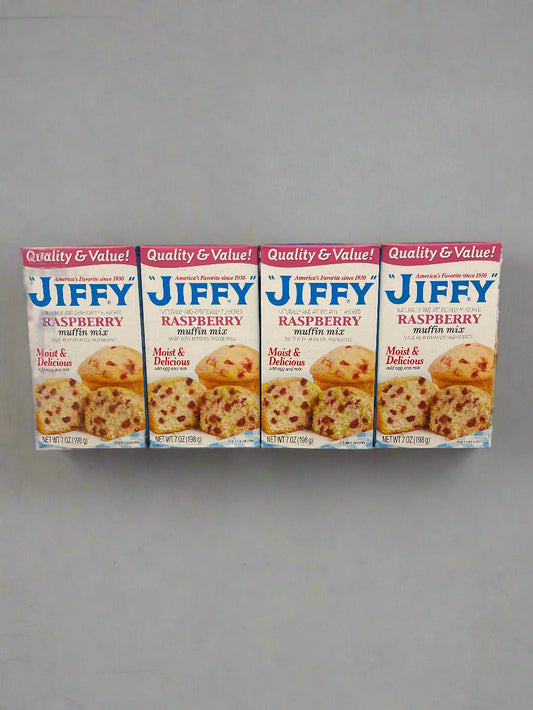 4 Boxes of America's Favorite Jiffy Raspberry Muffin Mix, 7 oz