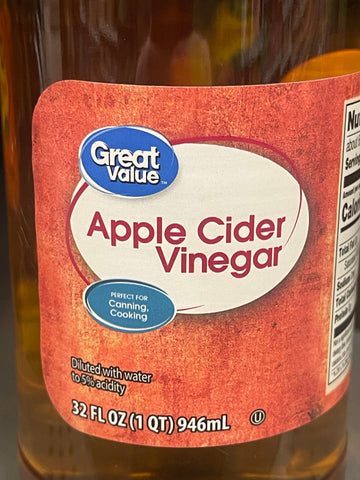 2 Bottles Great Value Apple Cider Vinegar 32 fl oz Canning Pickle
