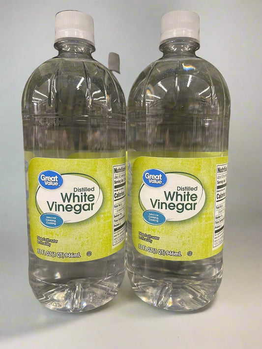 2 Bottles of Great Value Distilled White Vinegar, 32 fl oz