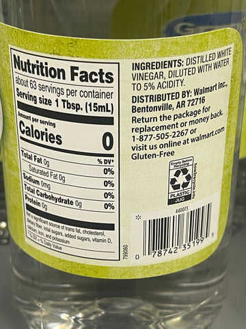2 Bottles Great Value Distilled White Vinegar 32 fl oz Canning Cleaner