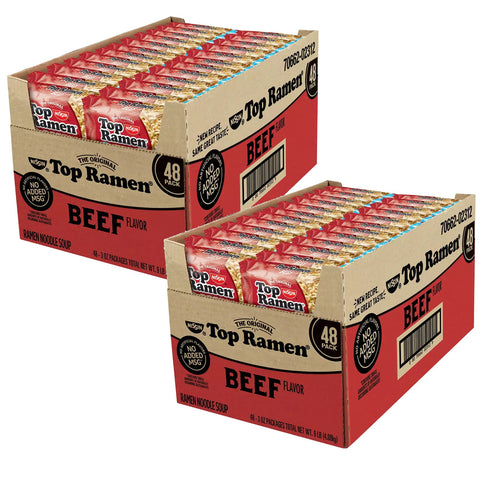 96 Packs Nissin Top Ramen Beef Flavor Oodles of Noodles Soup