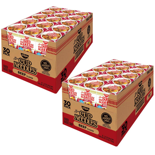 60 Cups Nissin Cup Noodles Beef Flavor, 2.25 oz.