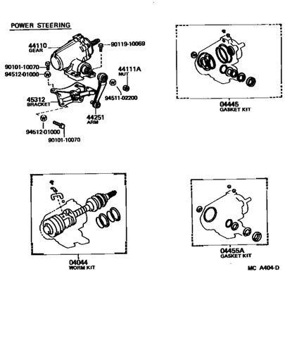 Power Steering Gearbox Rebuild Kit for Toyota Mini Truck and Land Cruiser