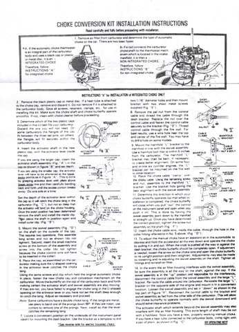 Manual Choke Weber Carb for Jeep Wrangler VW Bug Sand Rail