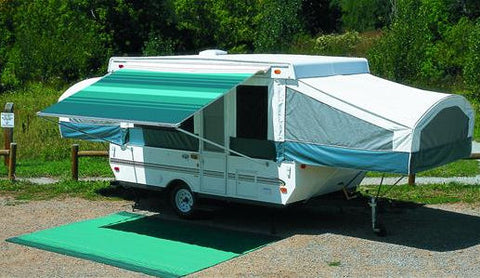 10 ft Campout Bag Awning in Sierra Brown Denim Stripes for Pop Up Camper Trailer