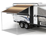 10 ft Campout Bag Awning in Sierra Brown Denim Stripes for Pop Up Camper Trailer