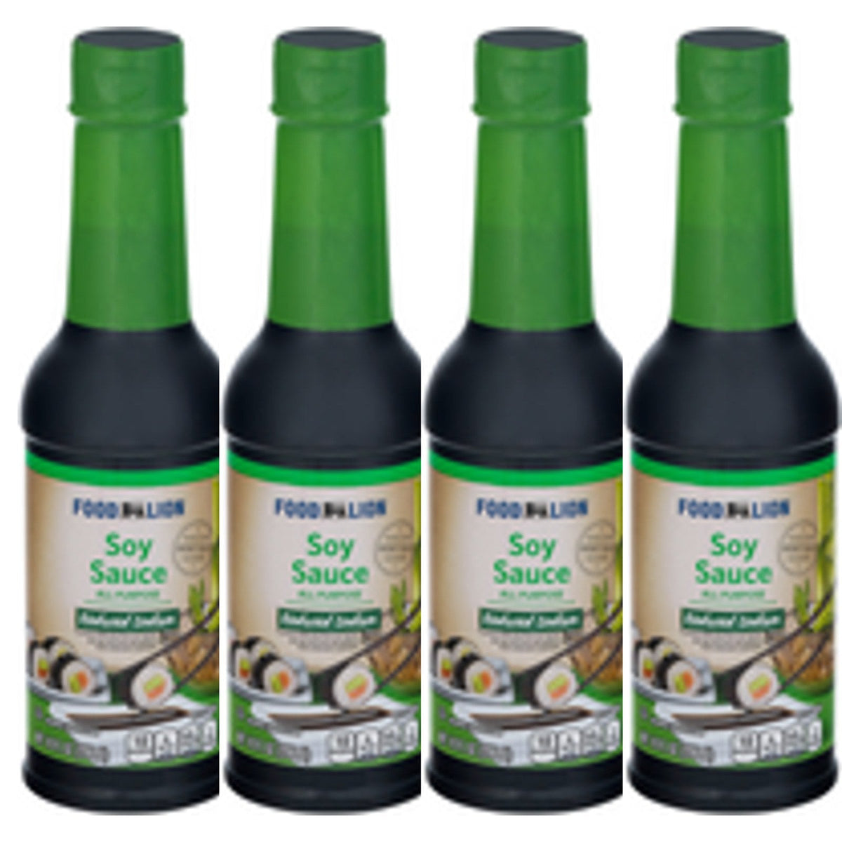 4 bottles of Food Lion Reduced Sodium All Purpose Soy Sauce, 10 oz