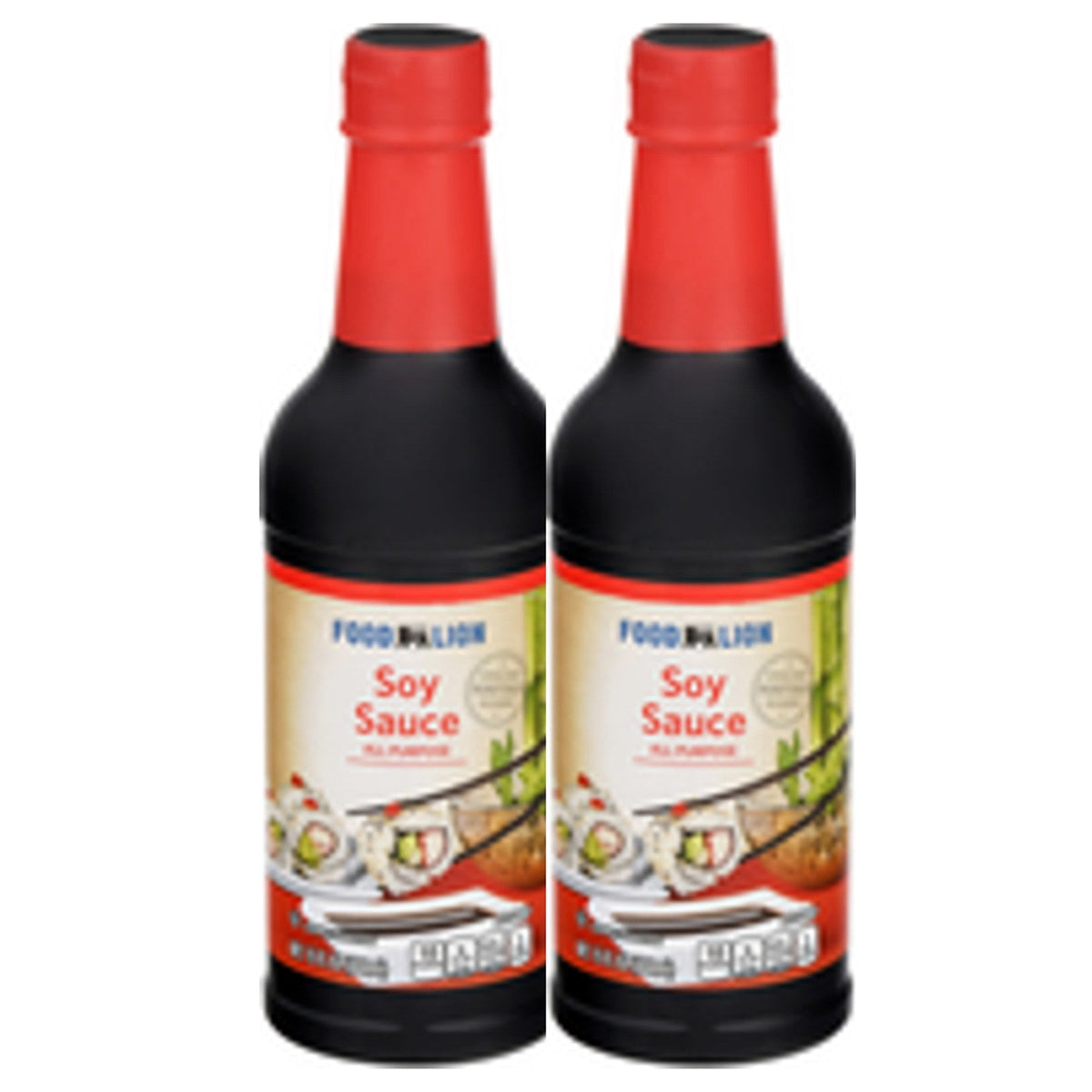 2 bottles of Food Lion All Purpose Soy Sauce, 15 oz