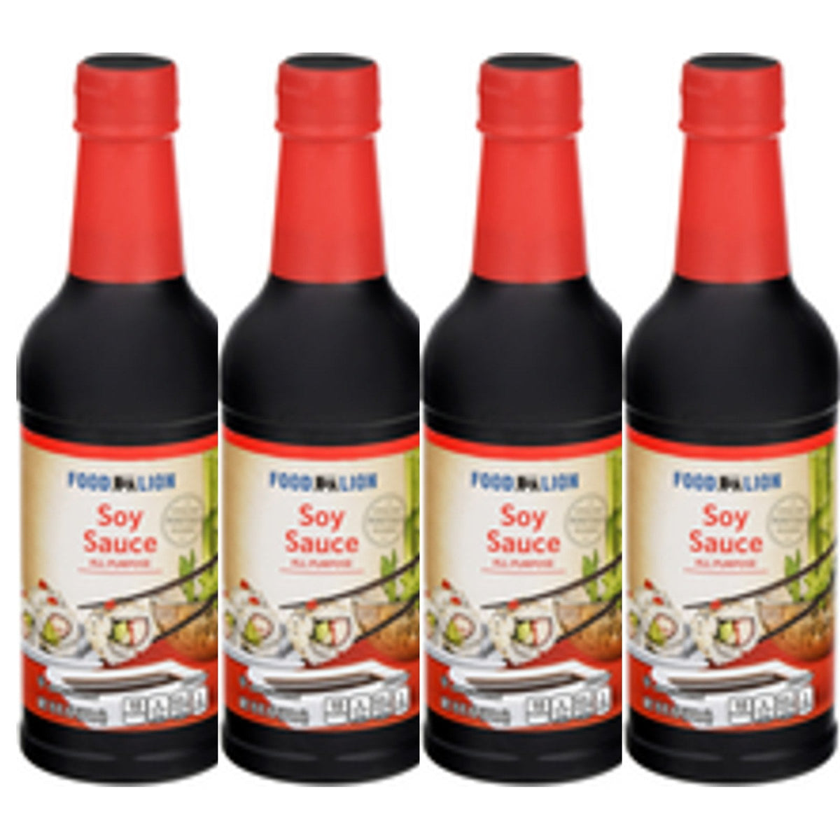 4 bottles of Food Lion All Purpose Soy Sauce, 15 oz