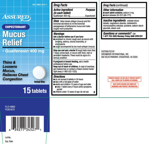 6 Bottles Mucus Relief Expectorant 15 ct caplets Guaifenesin 400 mg