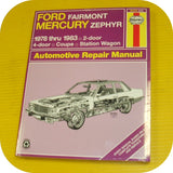 Repair Manual Book Ford Fairmont Mercury Zephyr 78-83