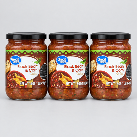 3 Jars of Great Value Mild Black Bean & Corn Salsa, 16 oz