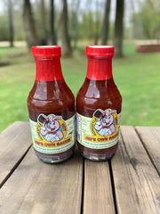 2 BOTTLES Jim’s Own HOT Bar-B-Q Sauce 16oz BBQ Barbecue Pork Beef NC
