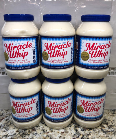 6 Quart Jars Miracle Whip Original Dressing 30 oz Mayonnaise Mayo