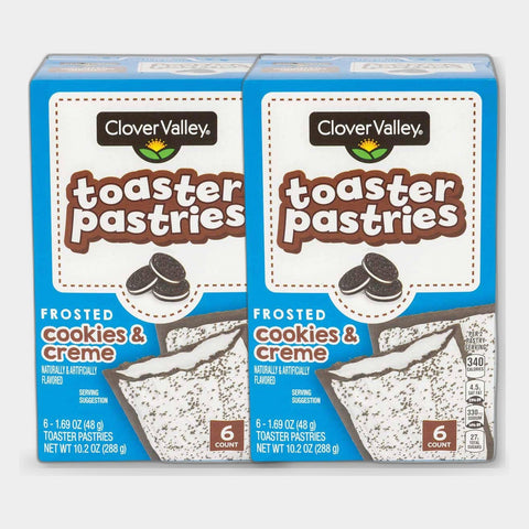 2 Boxes Clover Valley Frosted Cookies & Crème Toaster Pastries, 6 ct