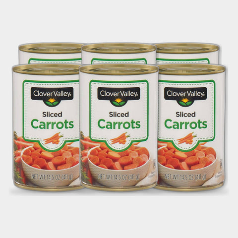 6 Cans Clover Valley Sliced Carrots, 14.5 oz