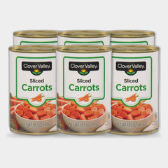 6 Cans Clover Valley Sliced Carrots, 14.5 oz