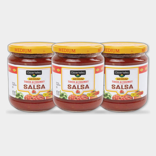 3 Jars Clover Valley Thick & Chunky Salsa, Medium, 15.5 oz
