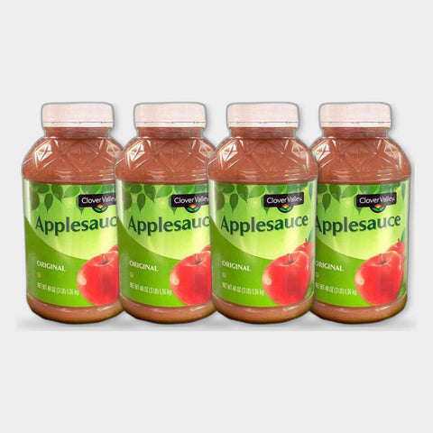 4 Cans Clover Valley Applesauce, Original, 48 oz