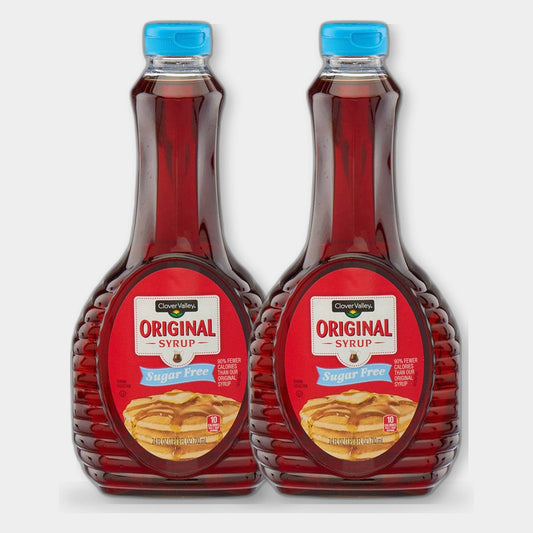 2 Bottles Clover Valley Sugar Free Original Syrup, 24 fl oz