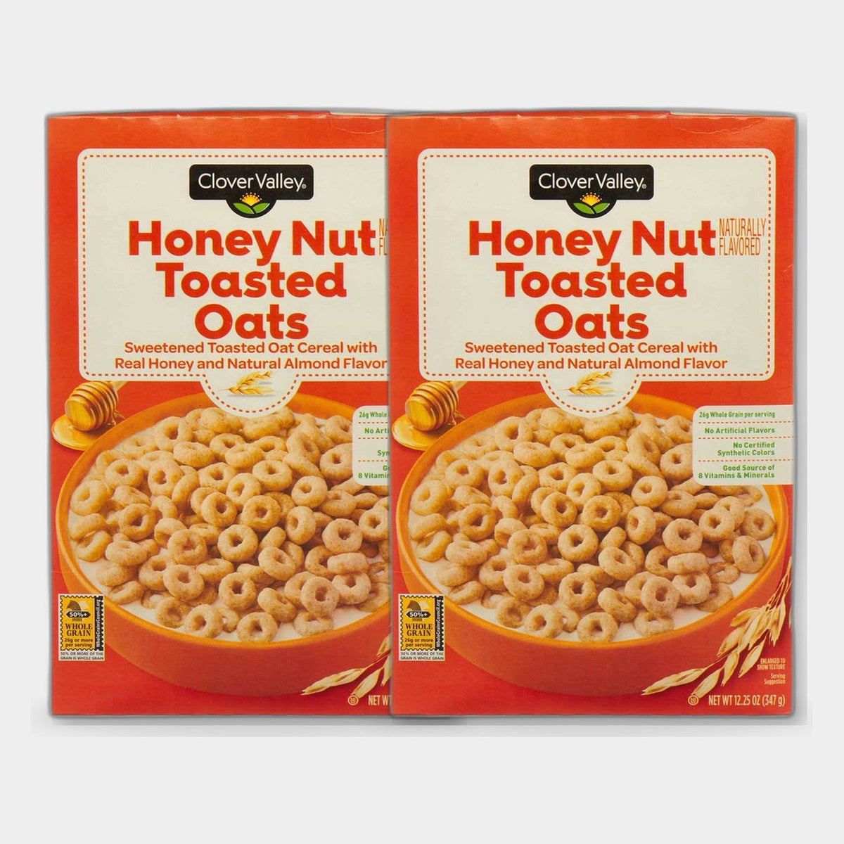 2 Boxes Clover Valley Honey Nut Toasted Oats Breakfast Cereal, 12.25 oz
