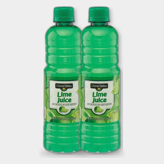 2 Bottles Clover Valley Lime Juice, 16.9 oz