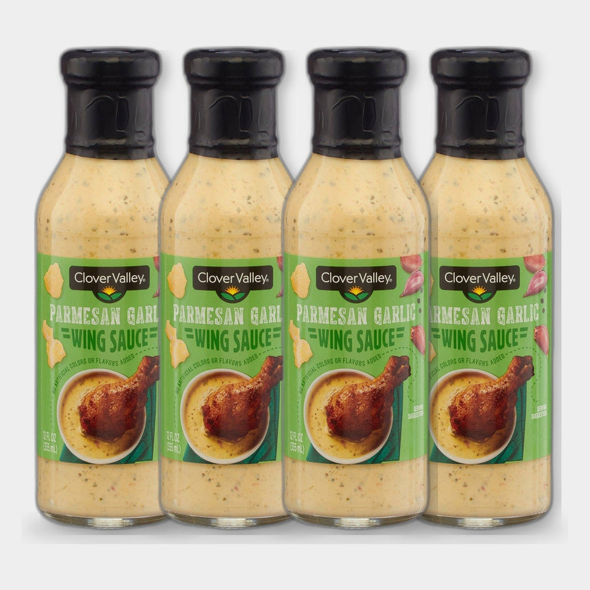 4 Bottles Clover Valley Wing Sauce, Parmesan Garlic, 12 fl oz