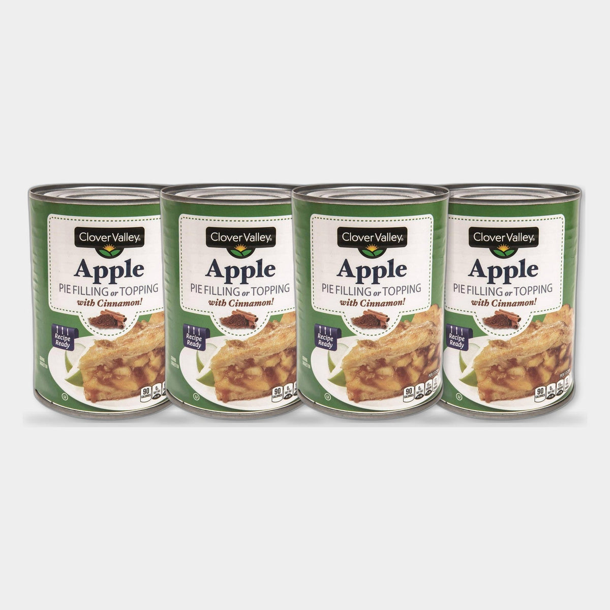 4 Cans Clover Valley Apple Pie Filling with Cinnamon, 20 oz