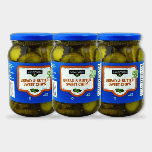 3 Jars Clover Valley Sweet Bread & Butter Chips, 16 fl oz