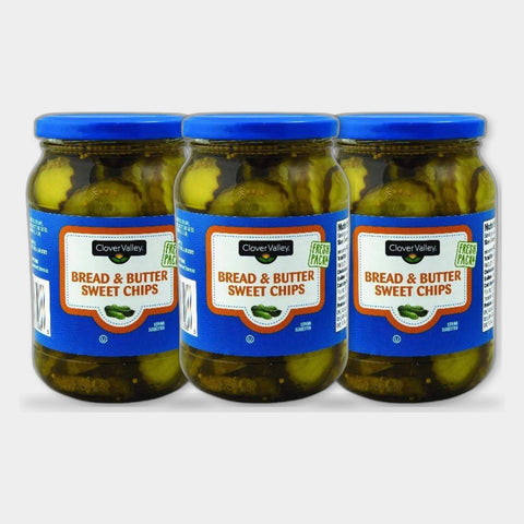3 Jars Clover Valley Sweet Bread & Butter Chips, 16 fl oz