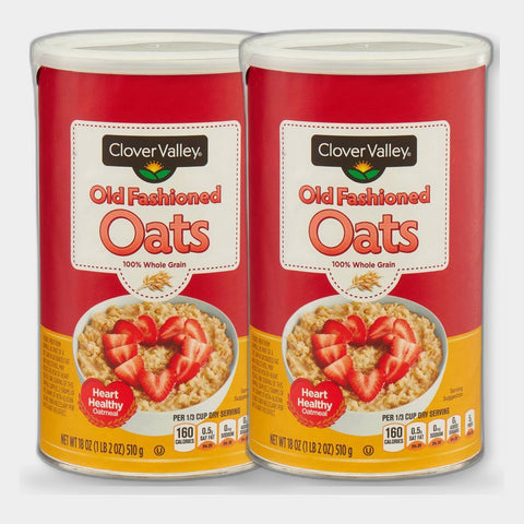 2 Canisters Clover Valley Old Fashioned Oats Canister, 18 oz