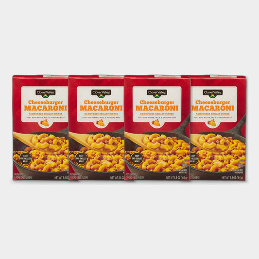 4 Boxes Clover Valley Cheeseburger Macaroni Hamburger Skillet Dinner Mix, 5.8 oz