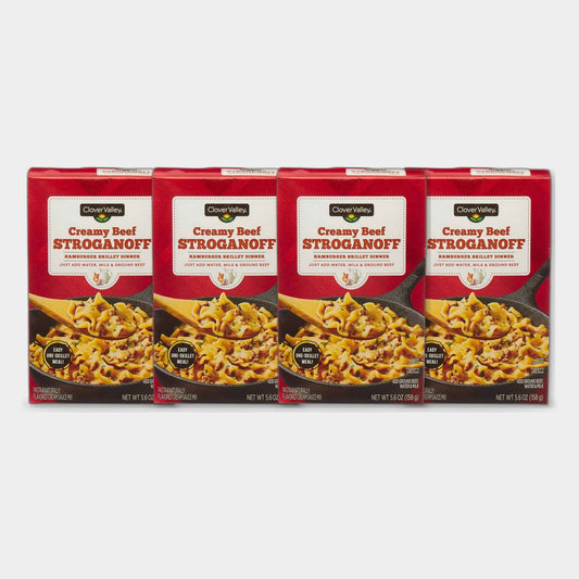 4 Boxes Clover Valley Creamy Beef Stroganoff Skillet Dinner, 5.6 oz