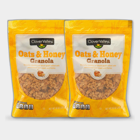 2 Boxes Clover Valley Oats & Honey Flavored Crunchy Granola, 10 oz